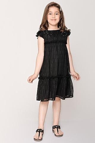 black chiffon tiered dress for girls