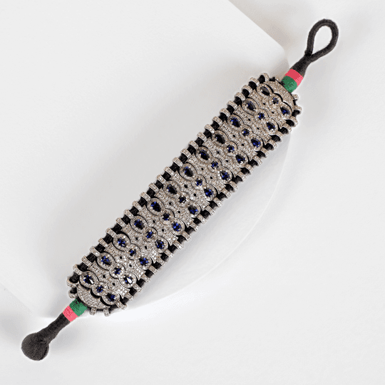 black chord and sapphire bracelet