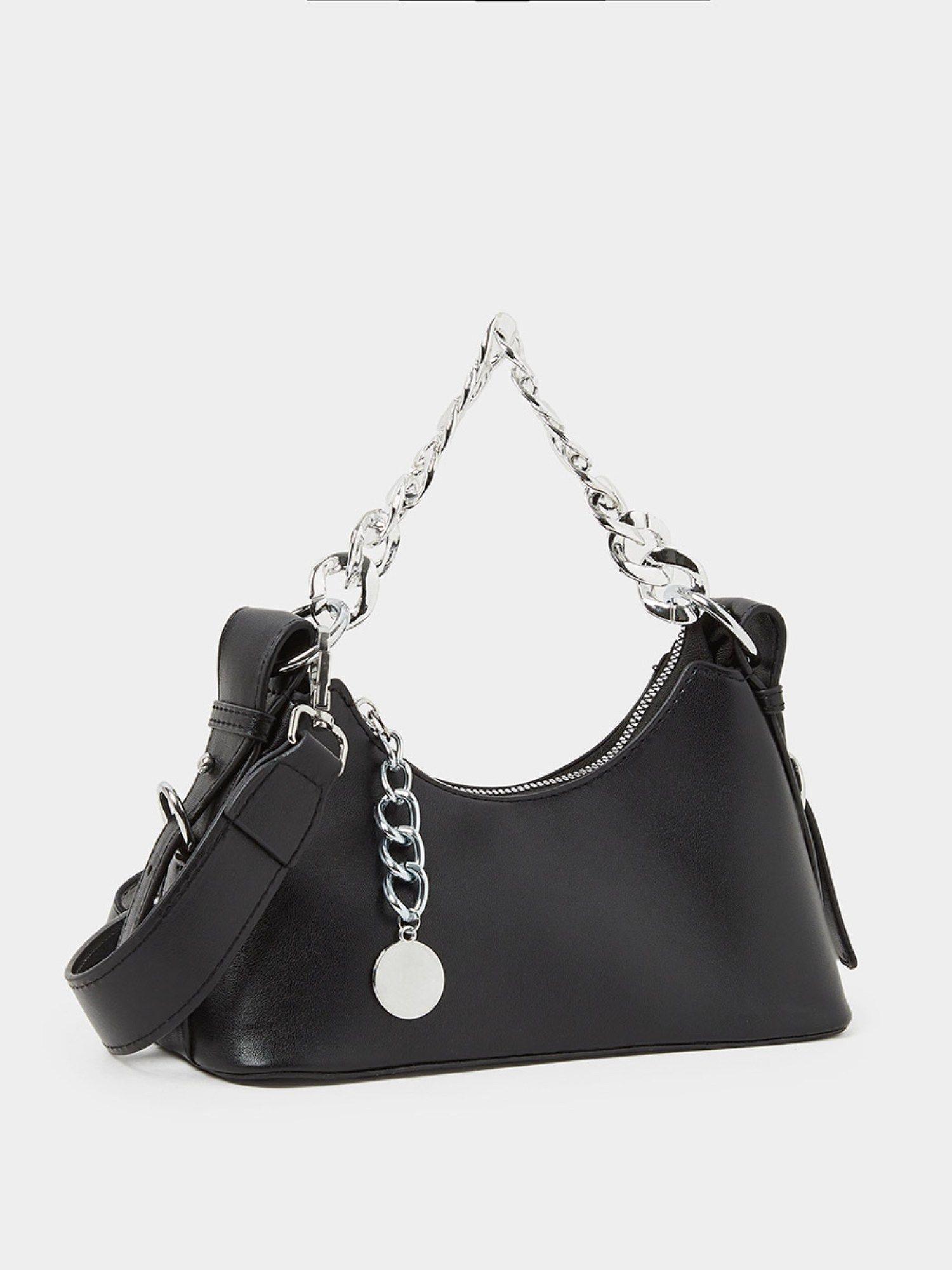 black chunky chain detail shoulder bag