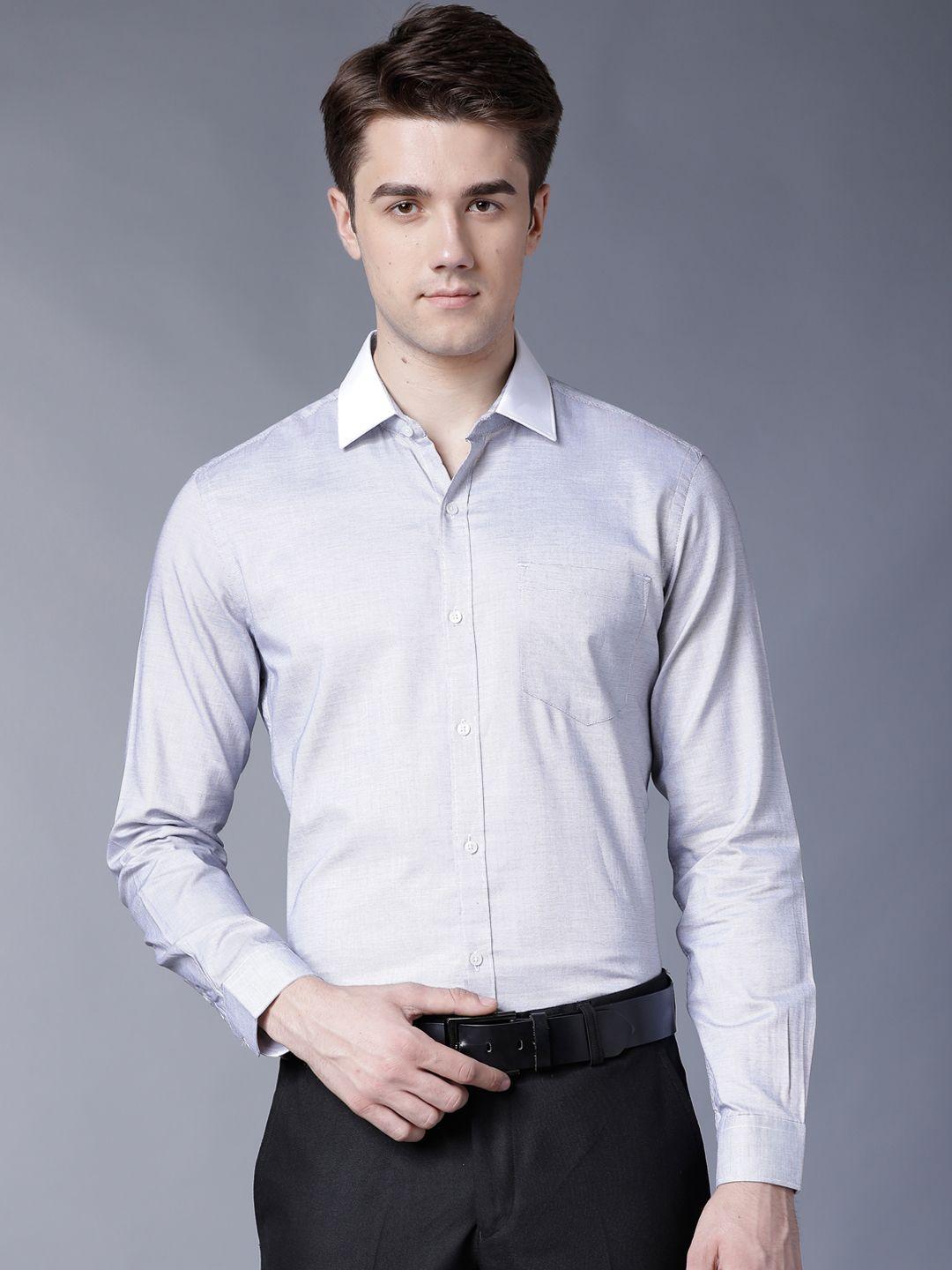 black coffee men white slim fit self design formal shirt