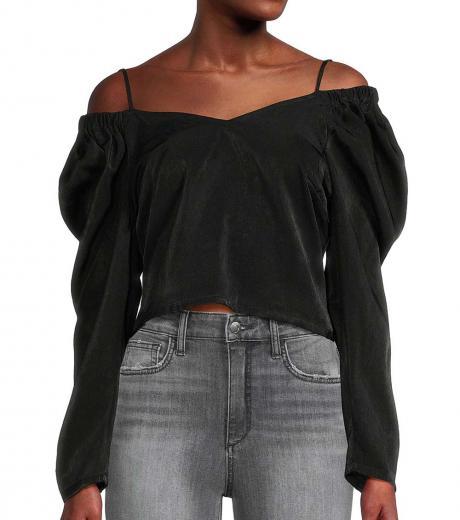 black cold shoulder crop top