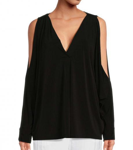 black cold shoulder sleeve top