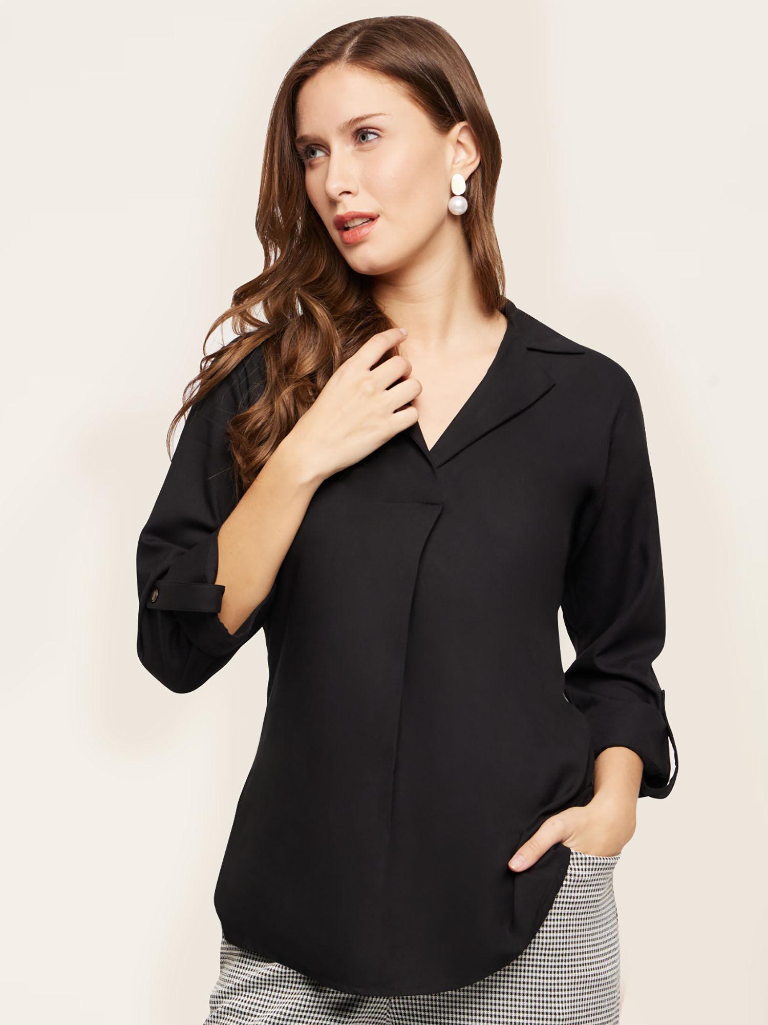 black collar rayon tunic top