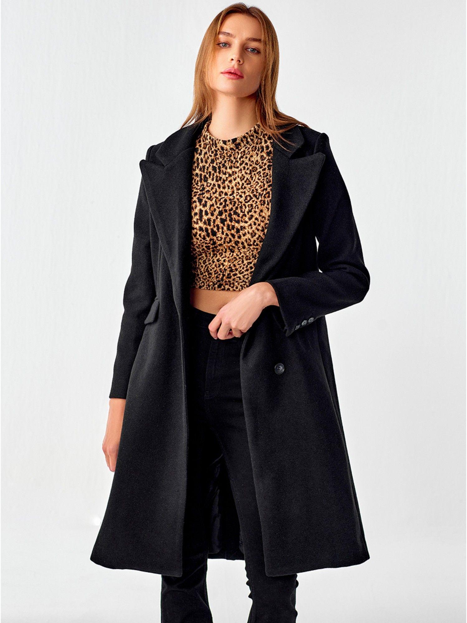 black collared long coat