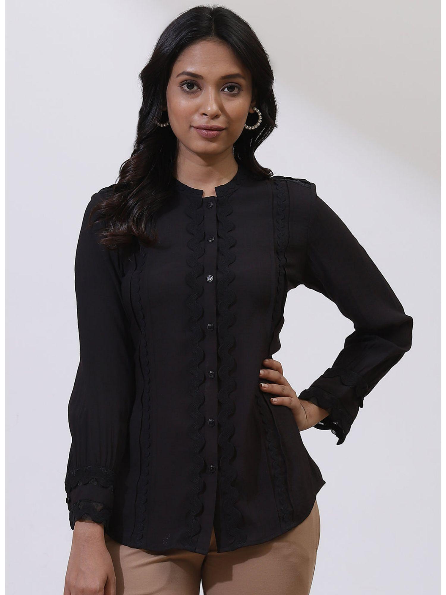 black collection tunic with zigzag lace