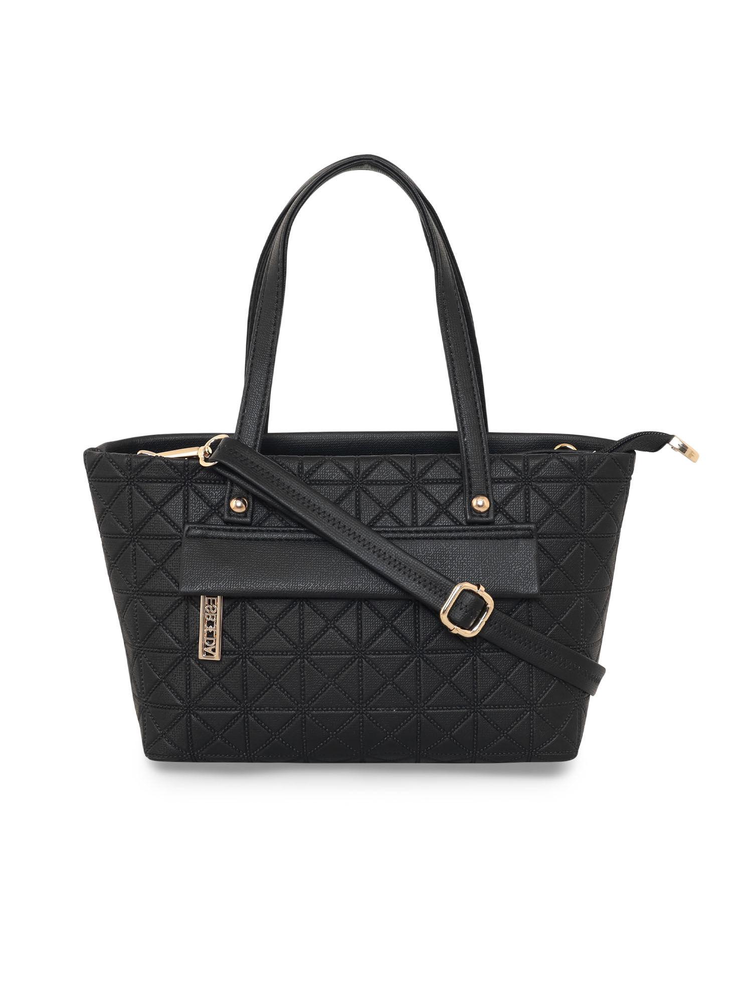 black color embossed texture small handbag for women (m)