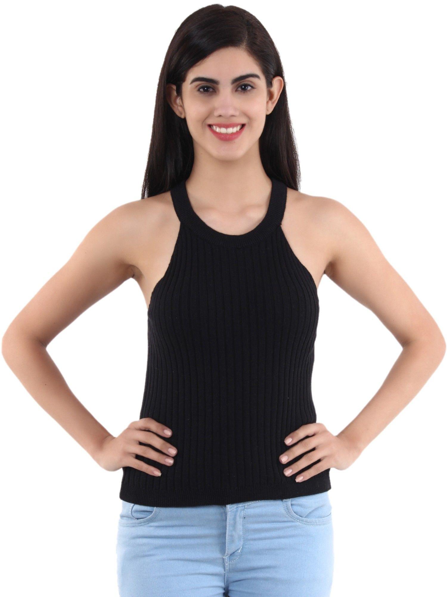 black colour halter neck top