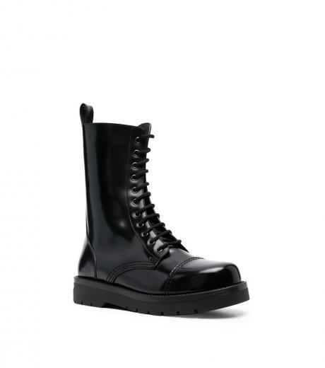 black combat leather boots