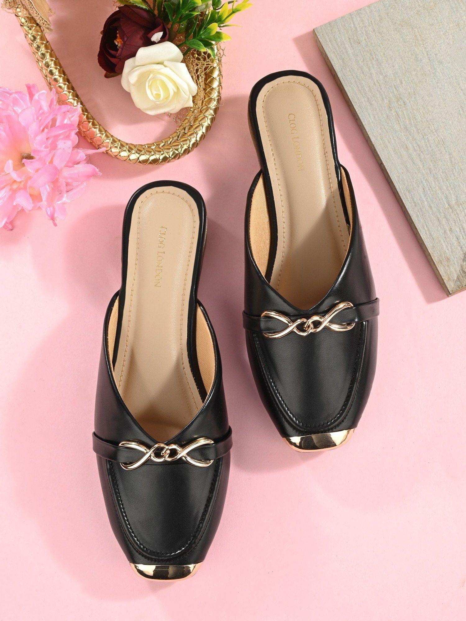 black comfortable mules