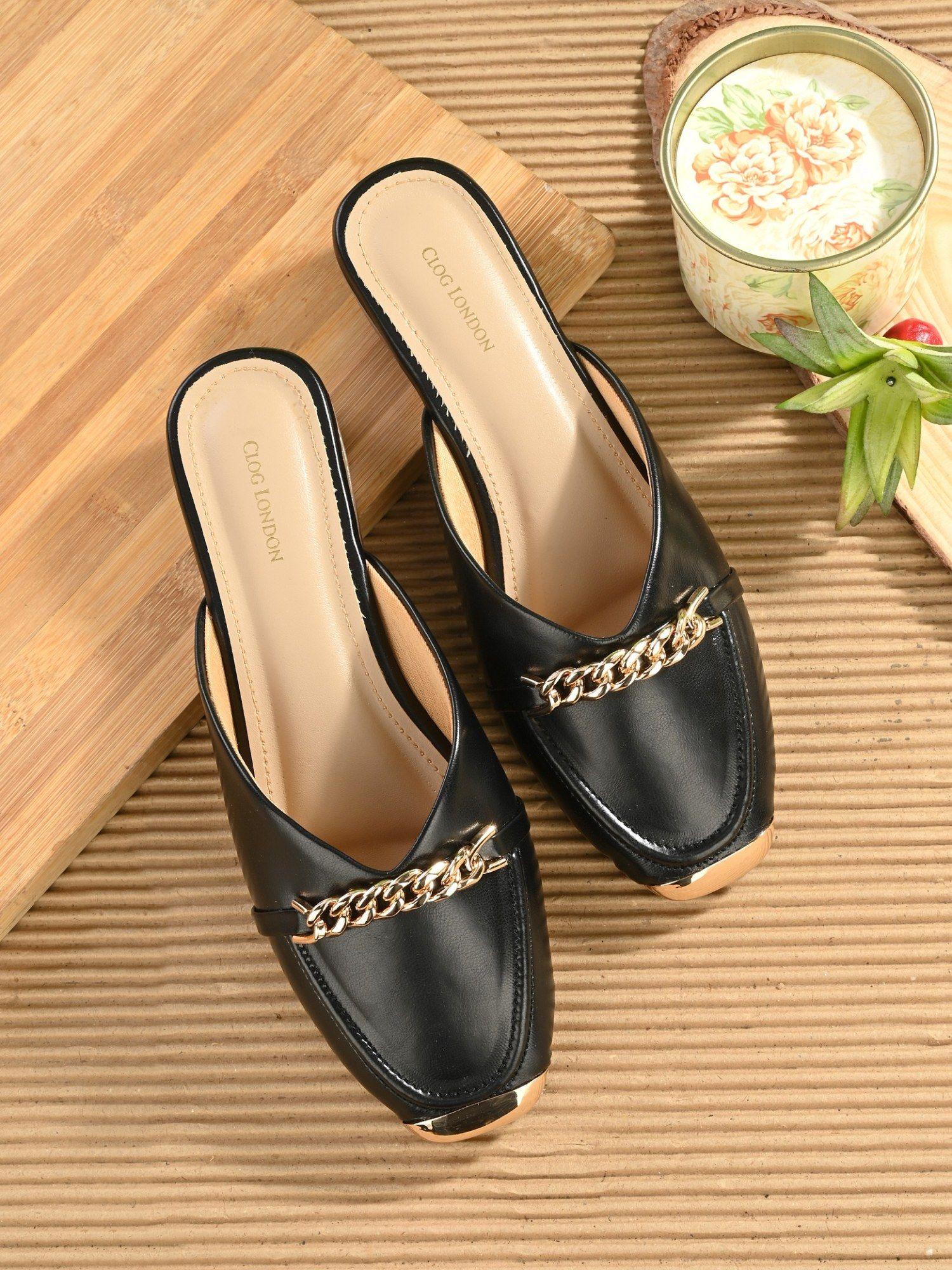 black comfortable mules