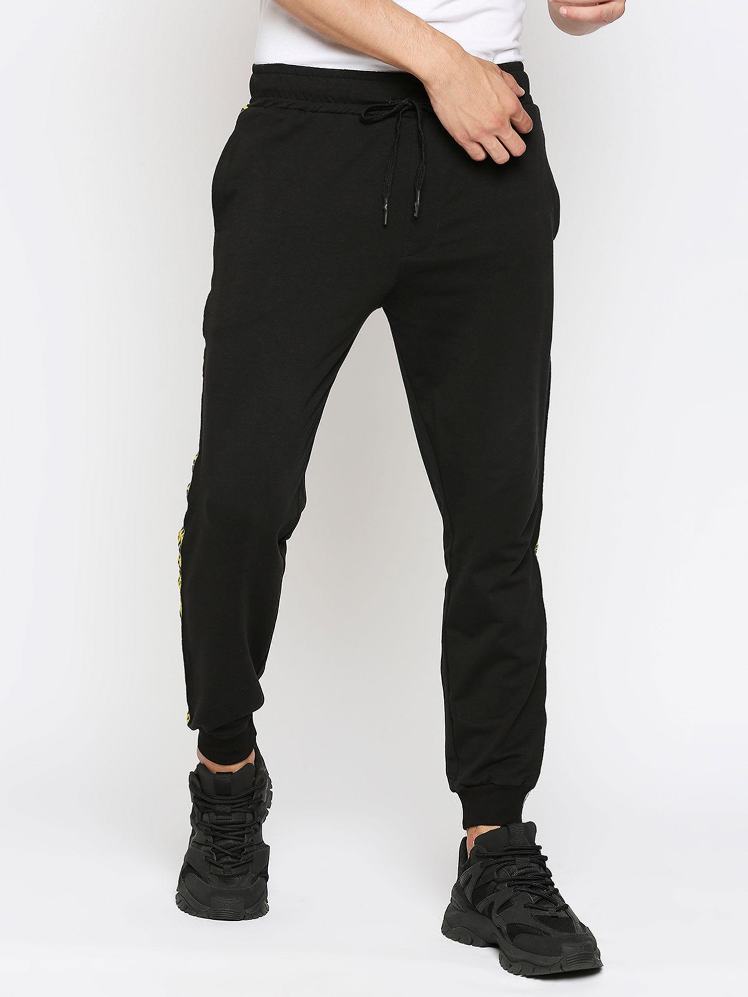 black contrast logo tape comfort fit joggers for men