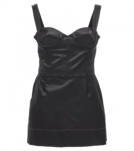 black contrast stitching corset dress