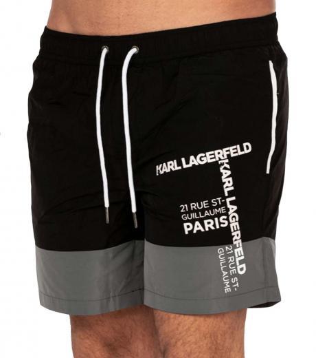 black contrasting logo swim shorts