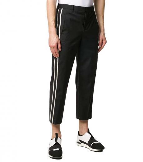 black contrasting stripe mid rise pants