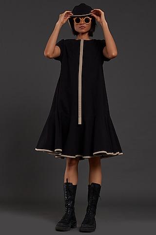 black cotton a-line dress