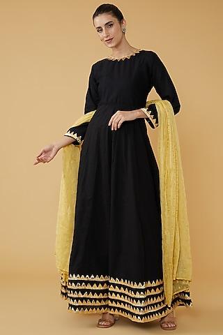 black cotton anarkali set