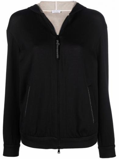 black cotton and silk blend hoodie