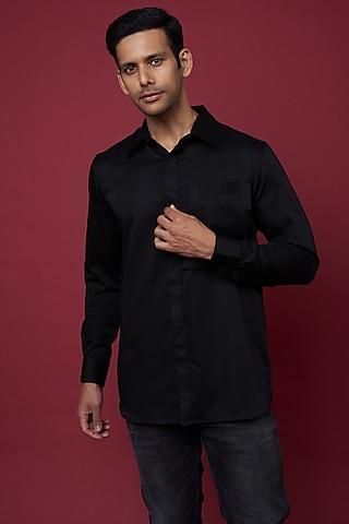 black cotton blend shirt