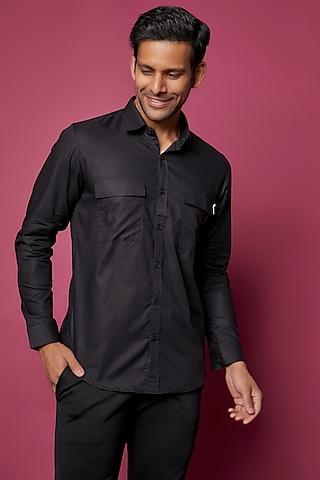 black cotton blend shirt