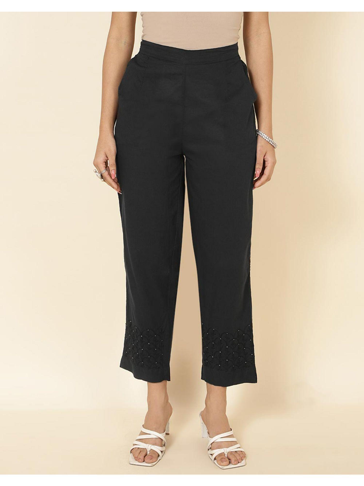 black cotton casual pant