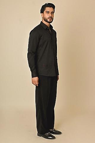 black cotton cutdana embellished shirt