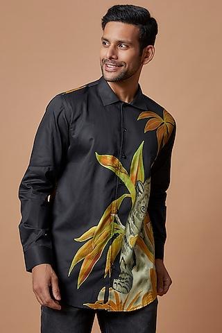 black cotton digital printed shirt