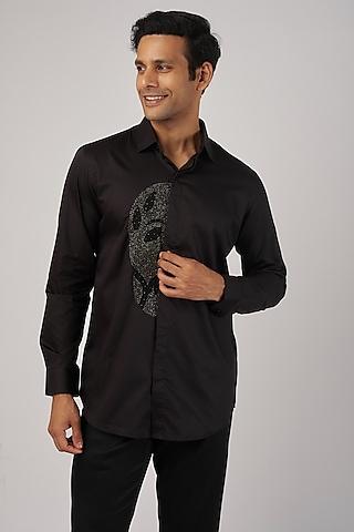 black cotton digital printed shirt