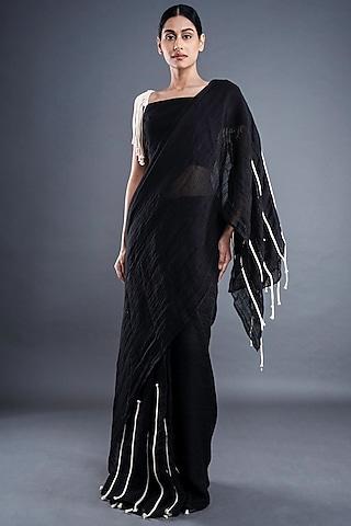 black cotton embroidered saree