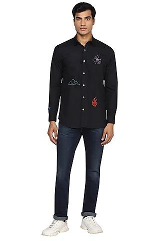 black cotton embroidered shirt