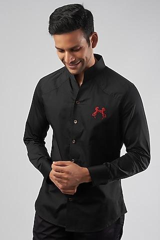 black cotton embroidered shirt