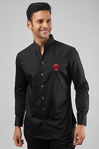 black cotton embroidered shirt