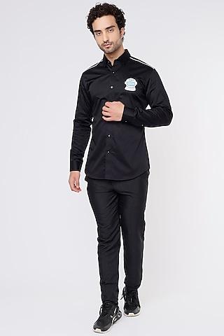 black cotton embroidered shirt