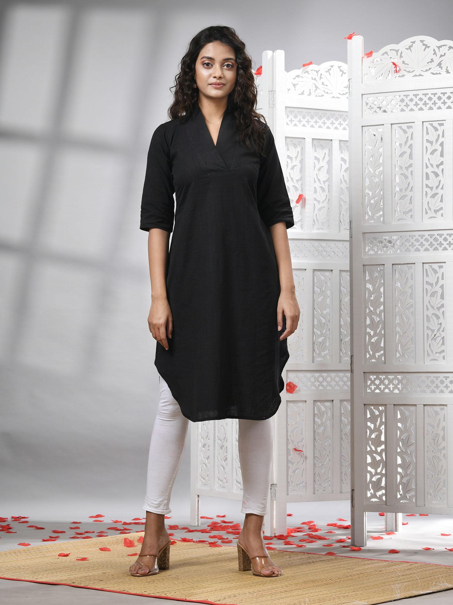 black cotton handwoven kurti