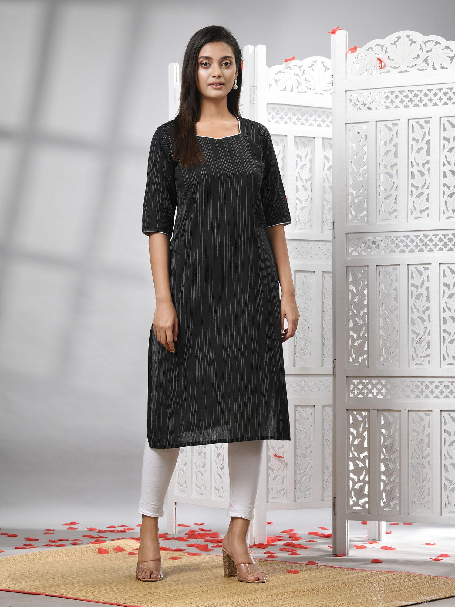 black cotton handwoven kurti