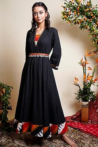 black cotton ikat anarkali