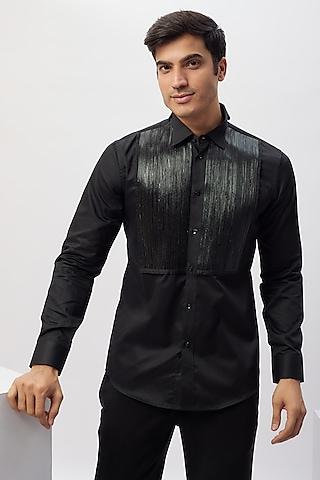 black cotton metallic shirt