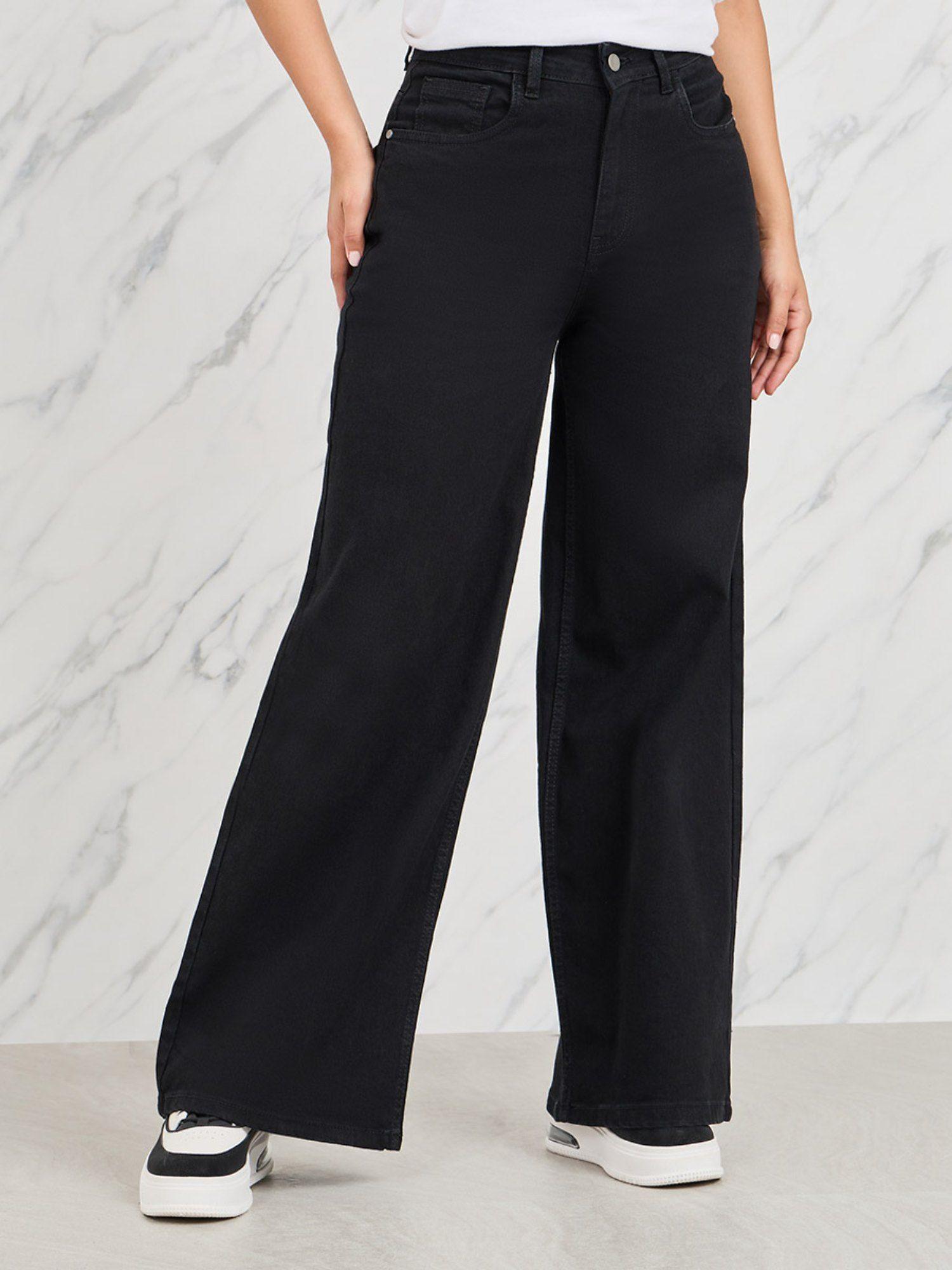 black cotton mid rise slouchy fit mid-rise stretchable denim jeans