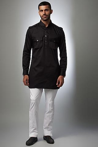 black cotton pathani kurta
