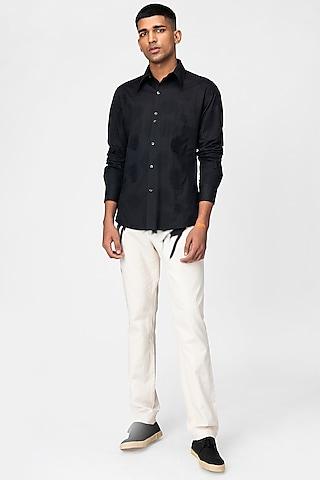 black cotton poplin embroidered shirt