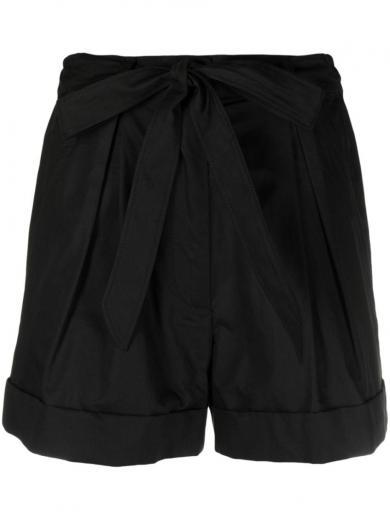 black cotton poplin texture shorts