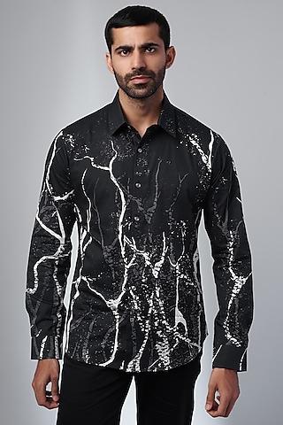 black cotton printed shirt
