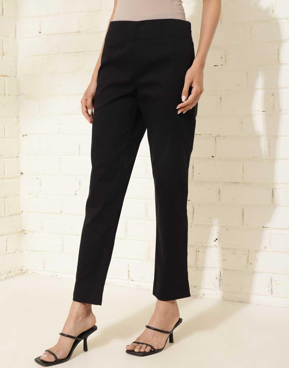 black cotton regular fit formal pant