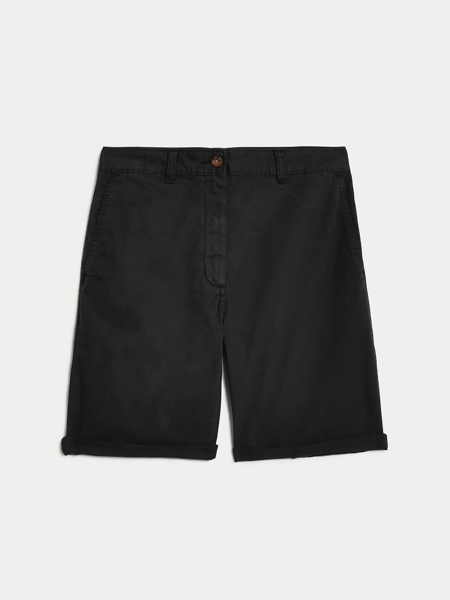 black cotton rich tea dyed chino shorts