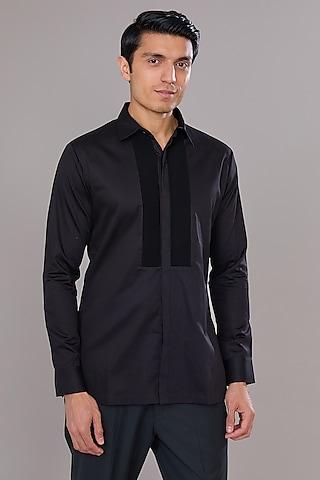 black cotton satin shirt