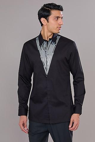 black cotton satin shirt