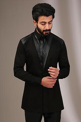 black cotton satin shirt