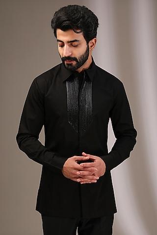 black cotton satin shirt