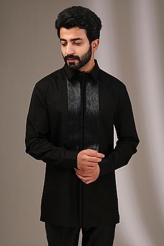 black cotton satin shirt