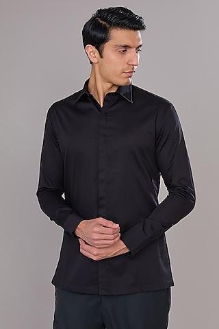 black cotton satin shirt