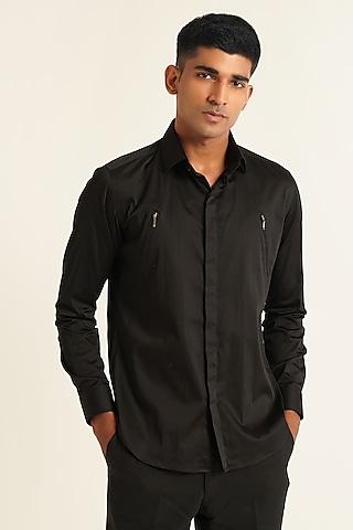black cotton satin shirt